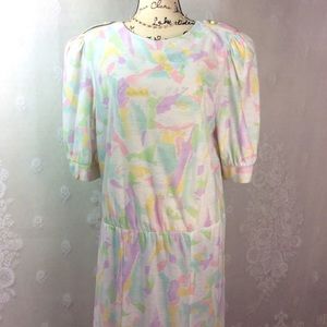 Vintage 80s Avon Fashions Pastel Knit Midi Dress